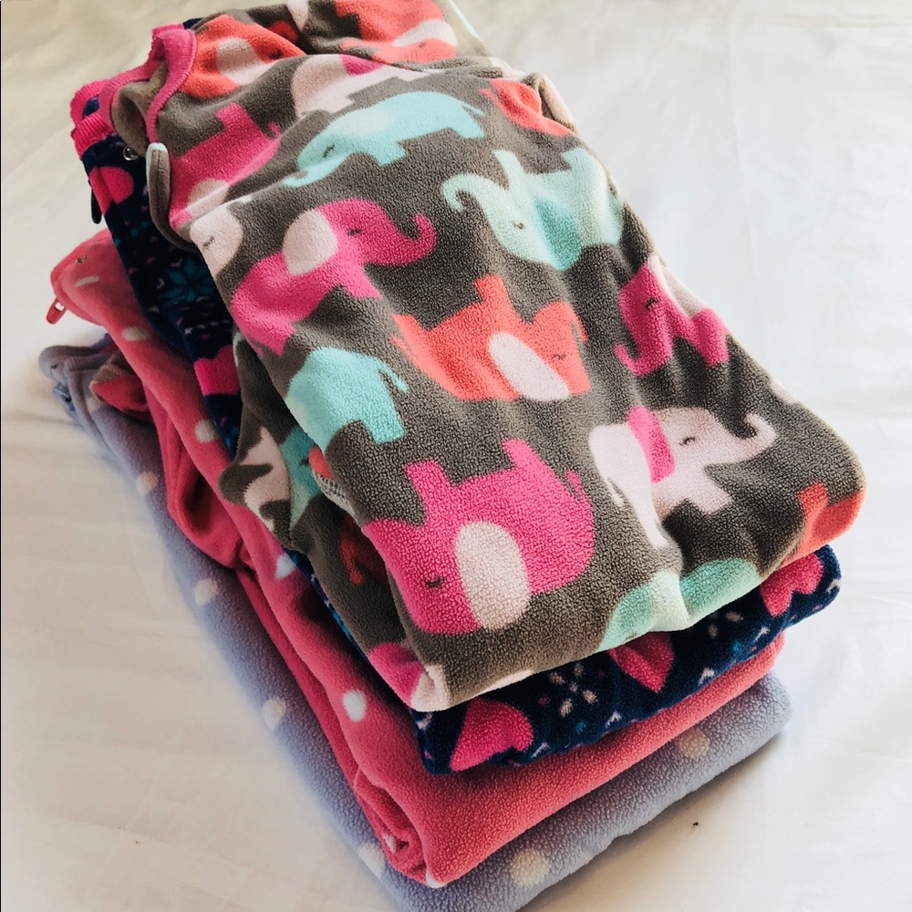 Lot of 4 fleece footed pajamas girls size 2T
